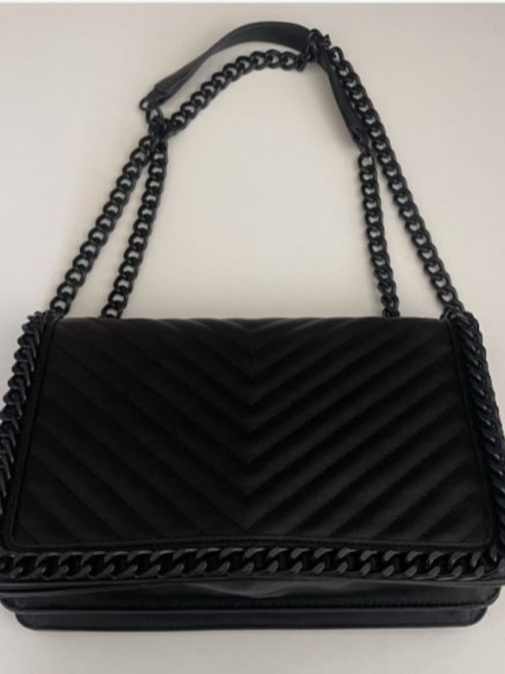 ALDO Black Greenwald Crossbody Bag Purse With Shoulder Chain Zip Pocket